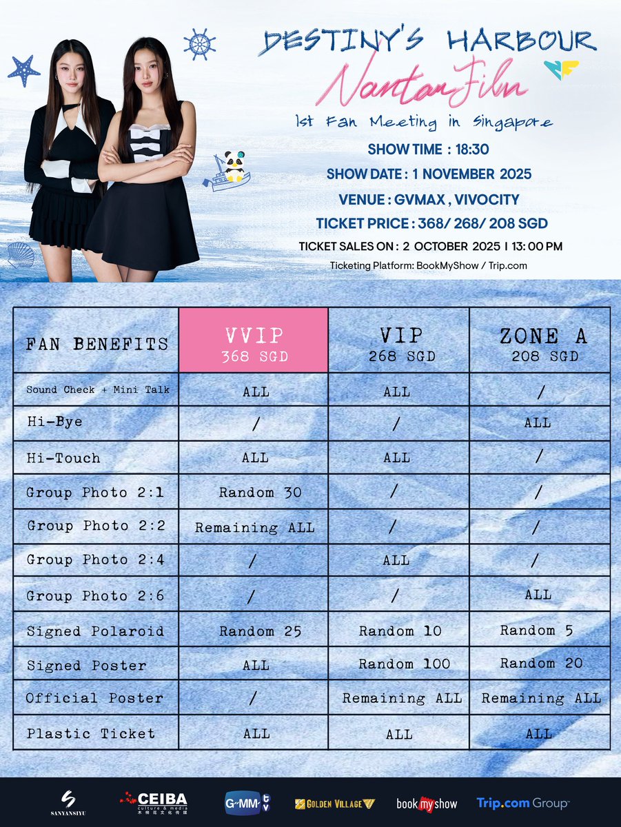 ⚓ Destiny’s Harbour: NamtanFilm 1st Fan Meeting in Singapore ⚓

Every journey begins with a spark of destiny.
This time, destiny guides not only them —
but also you —
to the harbour where hearts meet💞

Here, tides bring laughter,
stars weave stories of fate,
and every moment