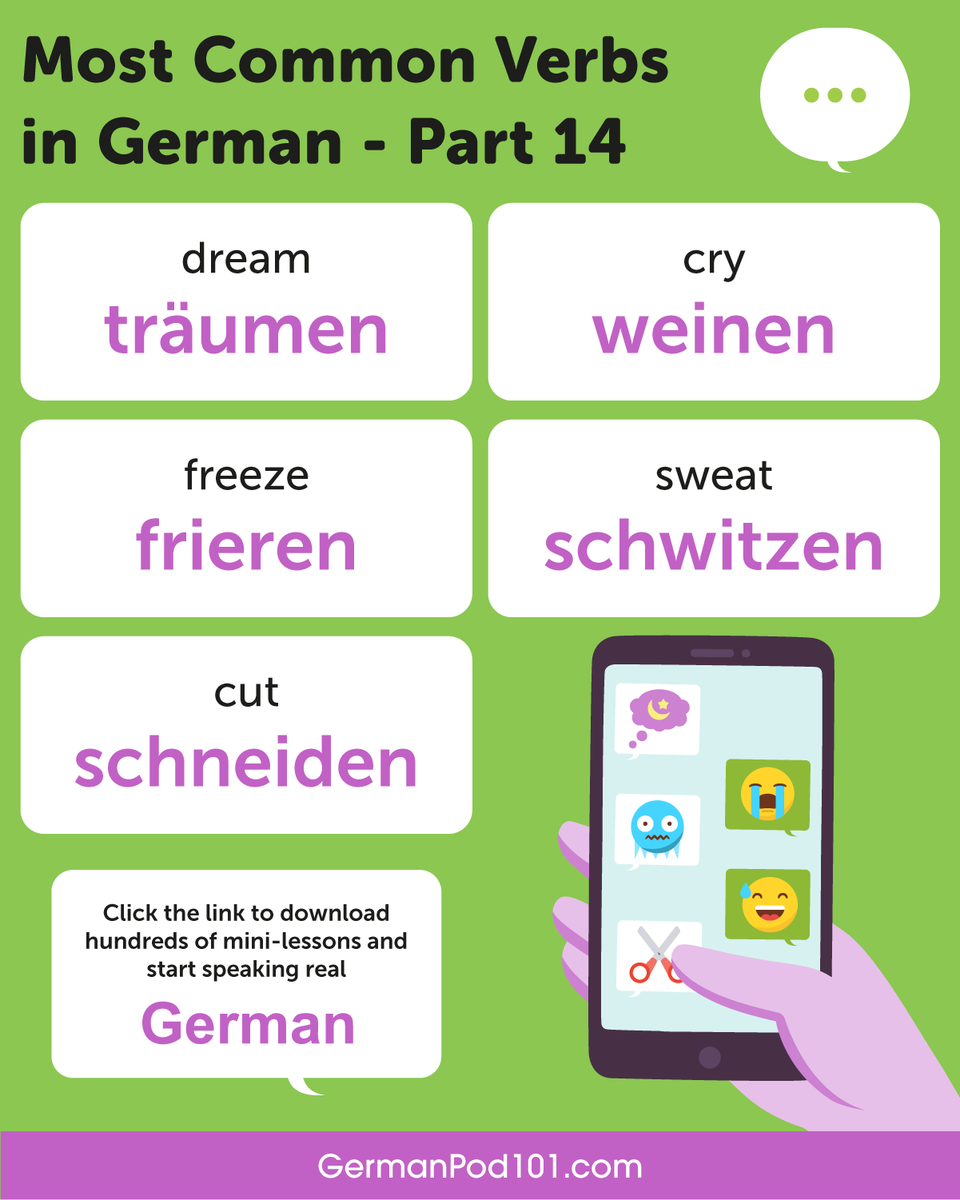 GermanPod101's tweet photo. Do you know these Verbs in German? Save them! ππ¬ PS: Learn German with the best FREE online resources, just click here https://t.co/xwpL5dO8zg
#GermanVerbs #SpeakGerman #GermanLesson https://t.co/zxon2UPvM4