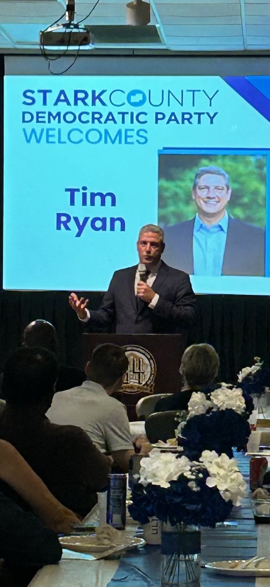 TimRyan's tweet image. Had an absolute blast tonight with so many old friends ⁦@StarkDems⁩. What a lively crowd. And always great to catch up with one of Ohio’s most talented leaders ⁦@Russo4Ohio⁩.  It was a nice drive up from Columbus.  My private jet was at the mechanics.  😉