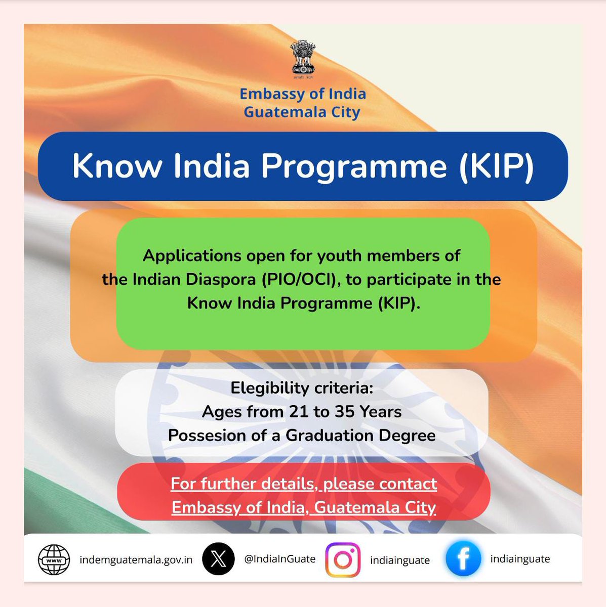 IndiaInGuate's tweet image. Information about the #KnowIndiaProgramme and #ViksitBharat2047 was also shared at the scholarship fair attended by several students, sparking curiosity and enthusiasm to learn more about India’s culture, heritage and development journey. 🇮🇳🇬🇹