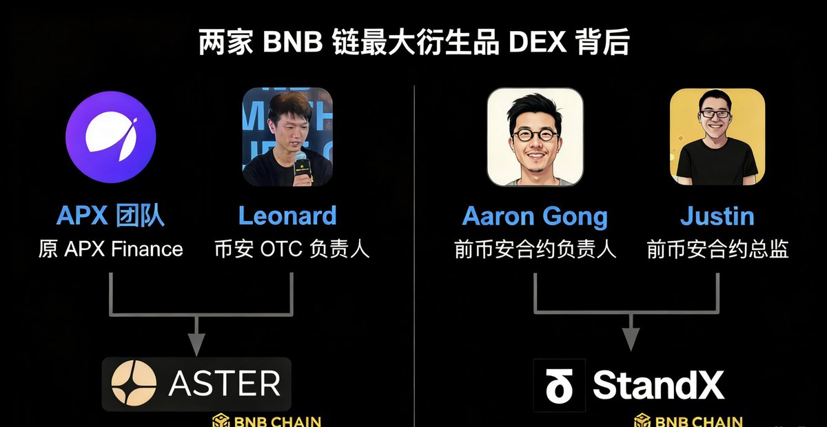 从全网讨论度来看，BNB 链基本锁定 Aster 与 StandX 两大项目。两者路线差异明显，未来 DEX 形态或将截然不同。

其中 StandX 背靠币安合约老将团队，于去年独立创业，如今正迎风口起飞。其 BNB 链原生稳定币 DUSD 近几日增速迅猛，市场预期很快将迎来重大事件。