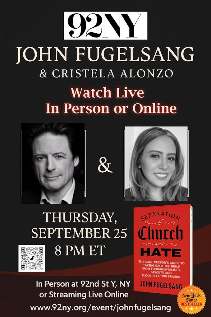 SEPARATION OF CHURCH AND HATE just hit <a href="/nytimes/">The New York Times</a> Best Seller list for the 2nd consecutive week!

Tomorrow night is the big launch at NYC's 92nd St Y.
-Moderated by the extremely funny <a href="/cristela9/">Cristela Alonzo</a>.

It's livestreamed if you can't make it in person. Guaranteed to raise a smile.

tix-