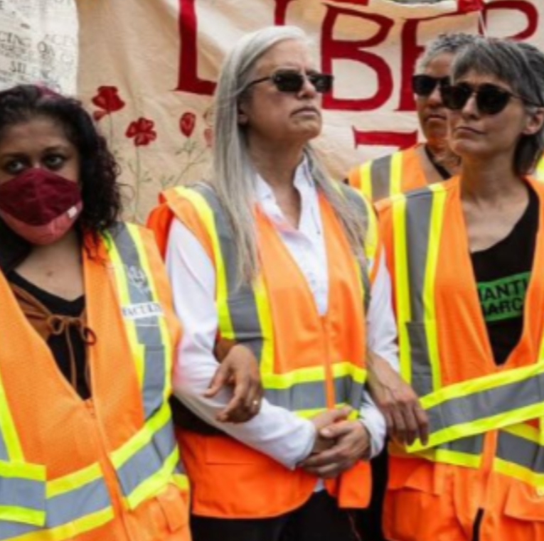 🚨 Professor Janet Jakobsen, Sexual Studies, Barnard/Columbia University. 

Formed a human barricade against sane students, preventing them from counter-protesting during the campus takeover by Hamasniks. 

That's a Title VI violation of Civil Rights. She's still employed.
