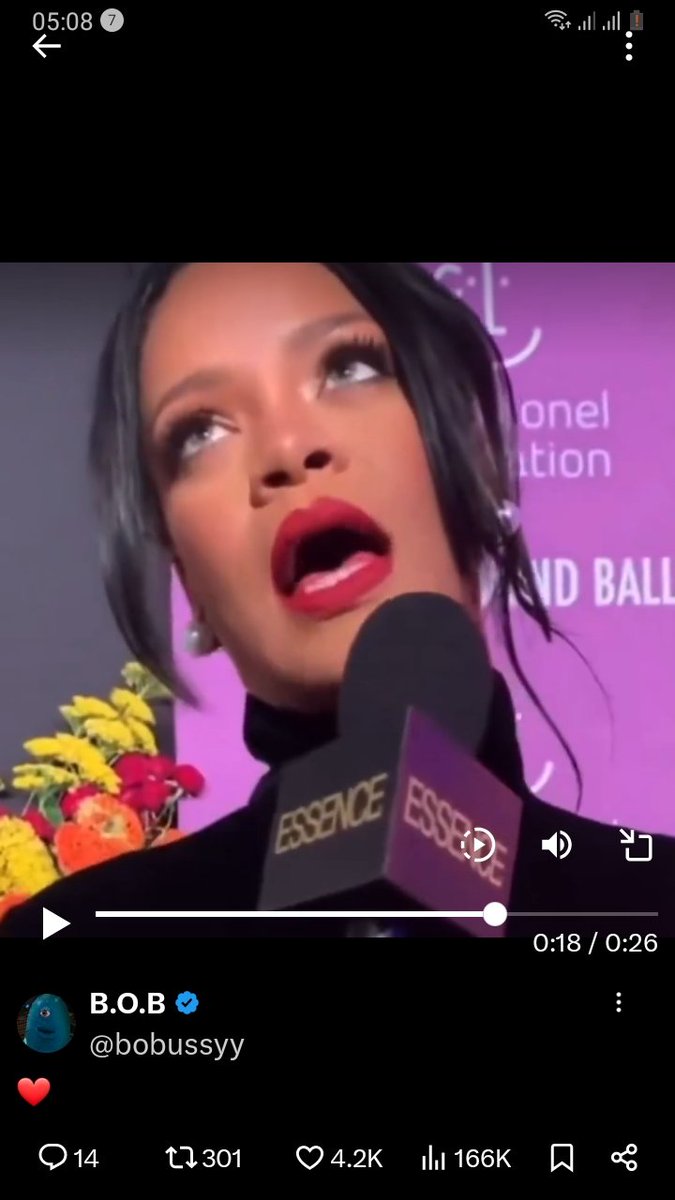 At 19secs Rihanna reminds us that She's a B Woman who came from a B Woman who came from a B Woman
Life is Male and Female "getting together" with Male ejaculating the soul seed that's Life into the womb of a Female and the body grows
So technically Rihanna You came from a "Man"