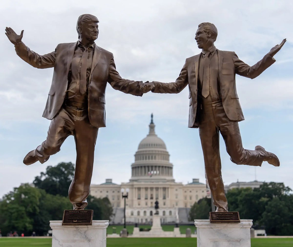 The National Park Service removed a statue of Trump and Jeffrey Epstein holding hands from the National Mall early Wednesday, a day after it was placed there.

“The statue was removed because it was not compliant with the permit issued,” Interior Department spokeswoman Elizabeth