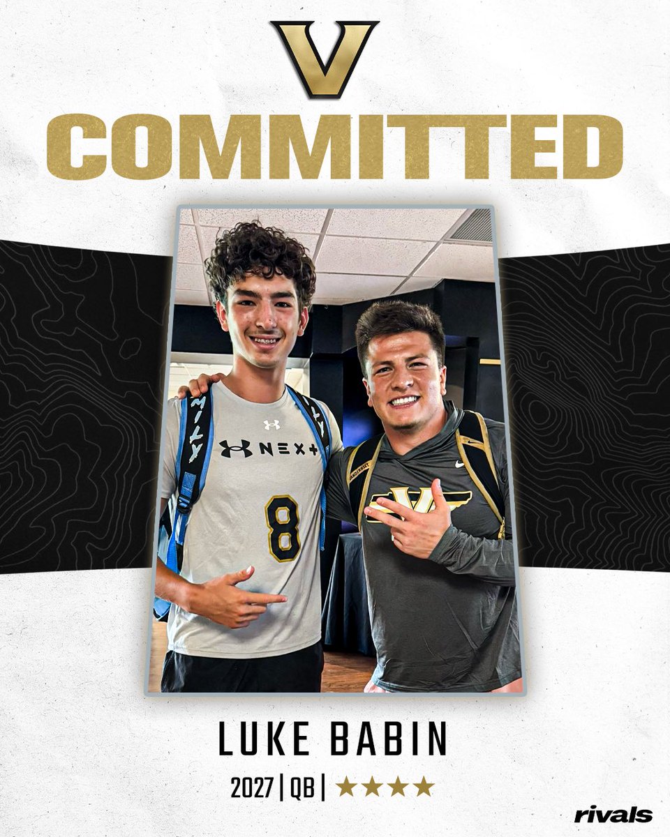 Rivals's tweet image. 🚨BREAKING🚨 2027 4-star QB Luke Babin has committed to Vanderbilt⚓️

Read: on3.com/rivals/news/va…
