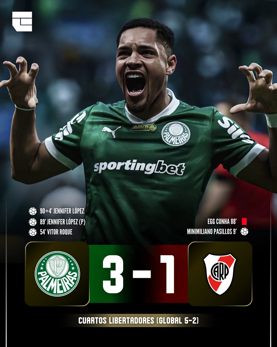 🚨🇧🇷 PALMEIRAS GANÓ un partido mano a mano de Copa Libertadores como local en tiempo regular POR PRIMERA VEZ EN 3 AÑOS

✅ 3-1 vs River Plate
🟰 0-0 vs Universitario
🟰 2-2 vs Botafogo 
🟰 1-1 vs Boca Juniors 
🟰 0-0 vs Deportivo Pereira 
🟰 0-0 vs Atlético Mineiro 
🟰 2-2 vs
