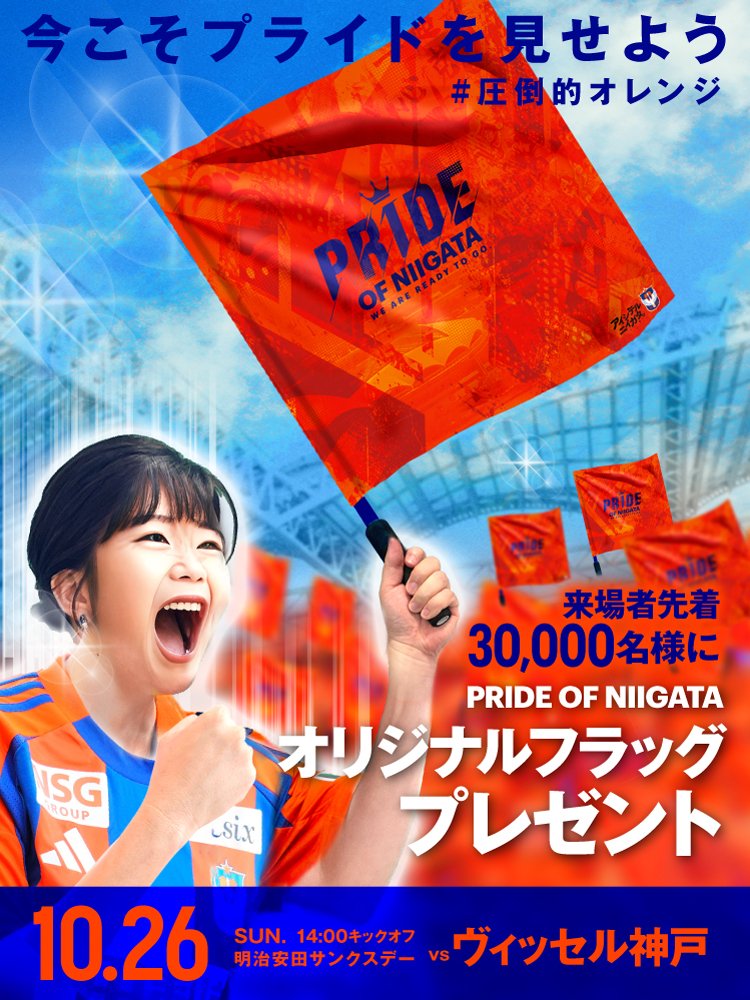 アルビレックス新潟　横断幕②オレンジ　オリジナル製作　フラッグ　旗 アルビレックス新潟 横断幕②オレンジ オリジナル製作 フラッグ