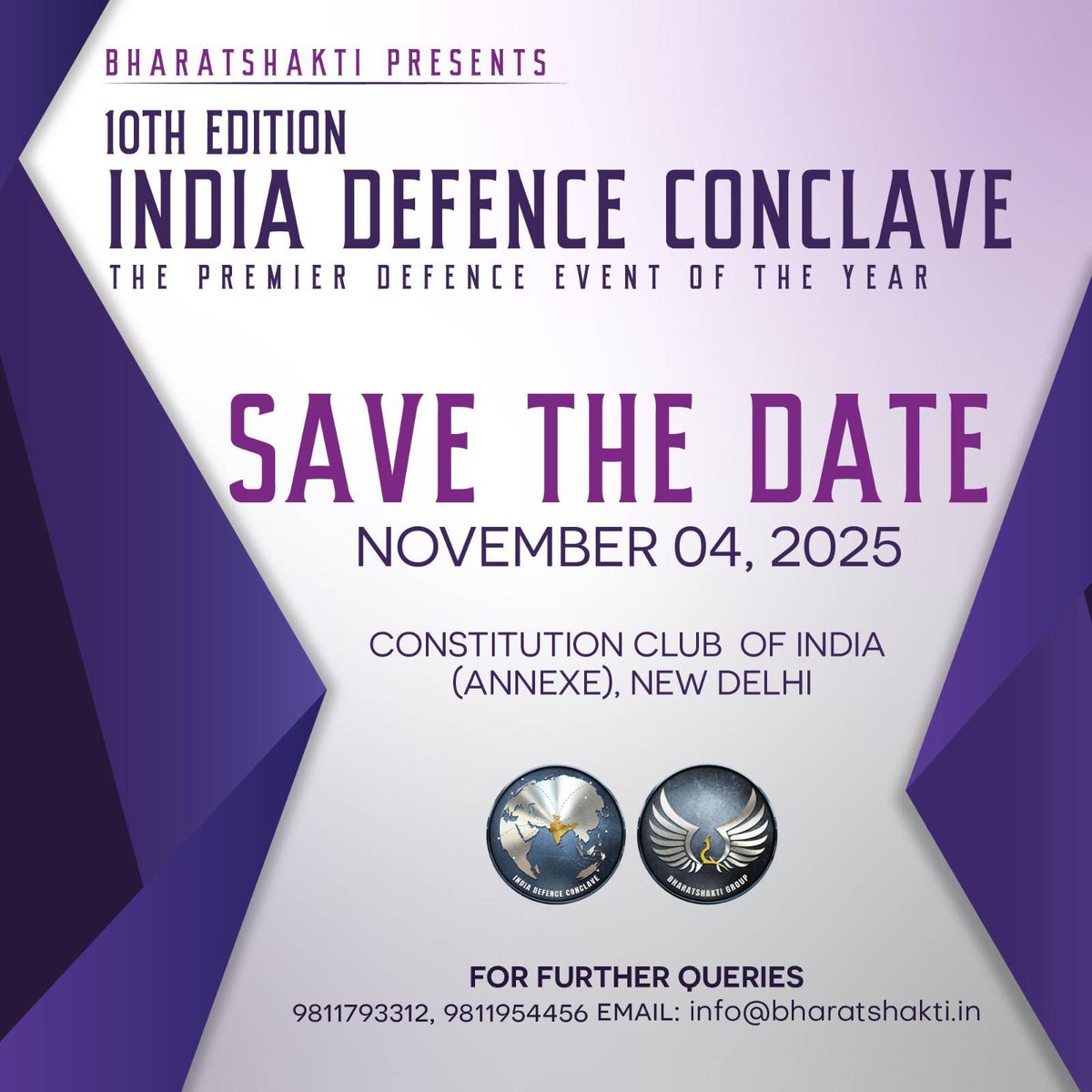 🚨 Our marquee event #IndiaDefenceConclave is back! It’s our 10th Edition!! 

4th November 2025

India’s premier platform on defence, strategy &amp; technology an event full of learning &amp; networking.

REGISTER : bharatshakti.in/bsi-conclave-2…

<a href="/nitingokhale/">Nitin A. Gokhale</a> <a href="/StratNewsGlobal/">StratNewsGlobal</a> <a href="/amitabhprevi/">amitabh p revi</a>