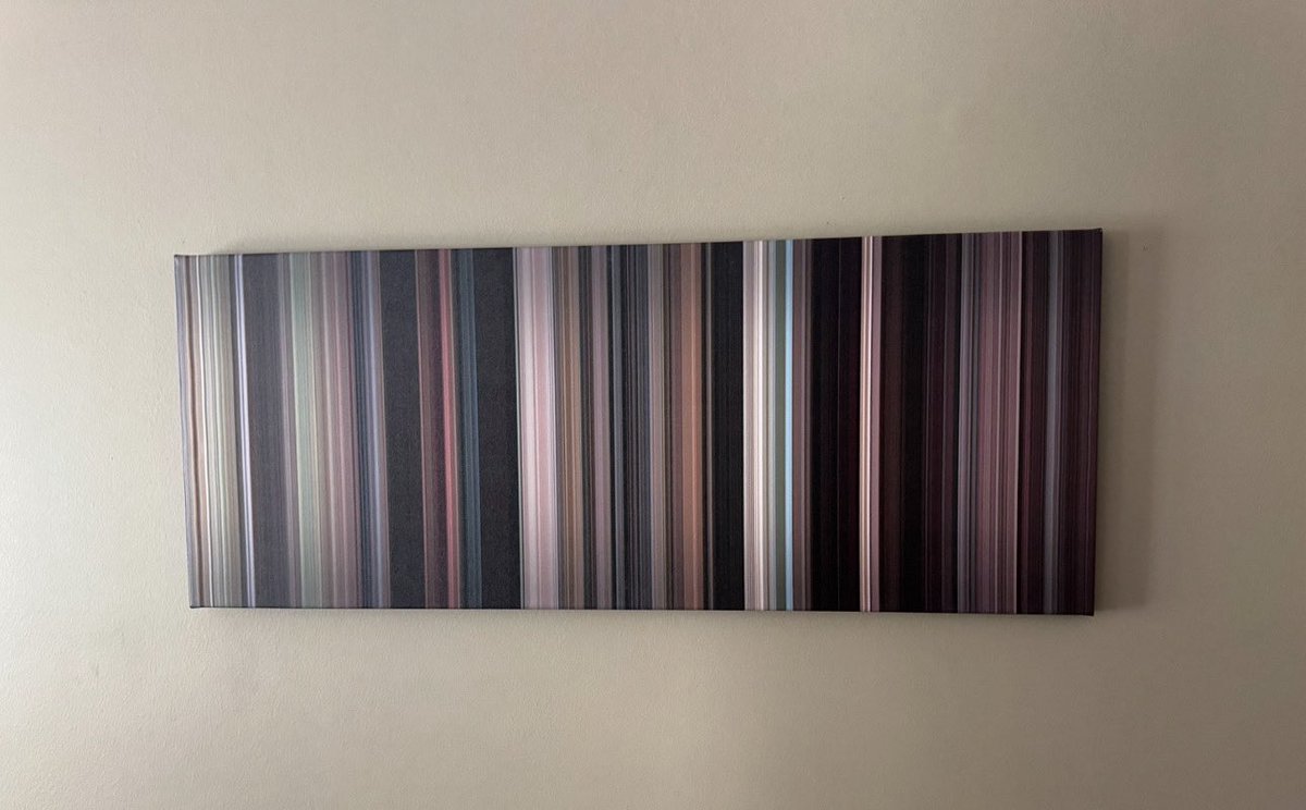 What looks like colorful lines is actually THE ENTIRE Karate Kid movie in one image! 🥋🎥

Each line = 1 frame, using its exact colors. From left to right, you can literally watch the whole film through its palette.

Belongs to mega-collector Tim Carr!🐍👊

#KaiHards #CobraKaiKid