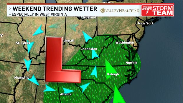 Most of us are pretty dry Friday but rain chances increase again Saturday, especially in West Virginia/Southeast Kentucky as a weak cutoff low forms to our southwest and draws some tropical moisture northwest across the Appalachians. Heaviest rain will be in the mountains.