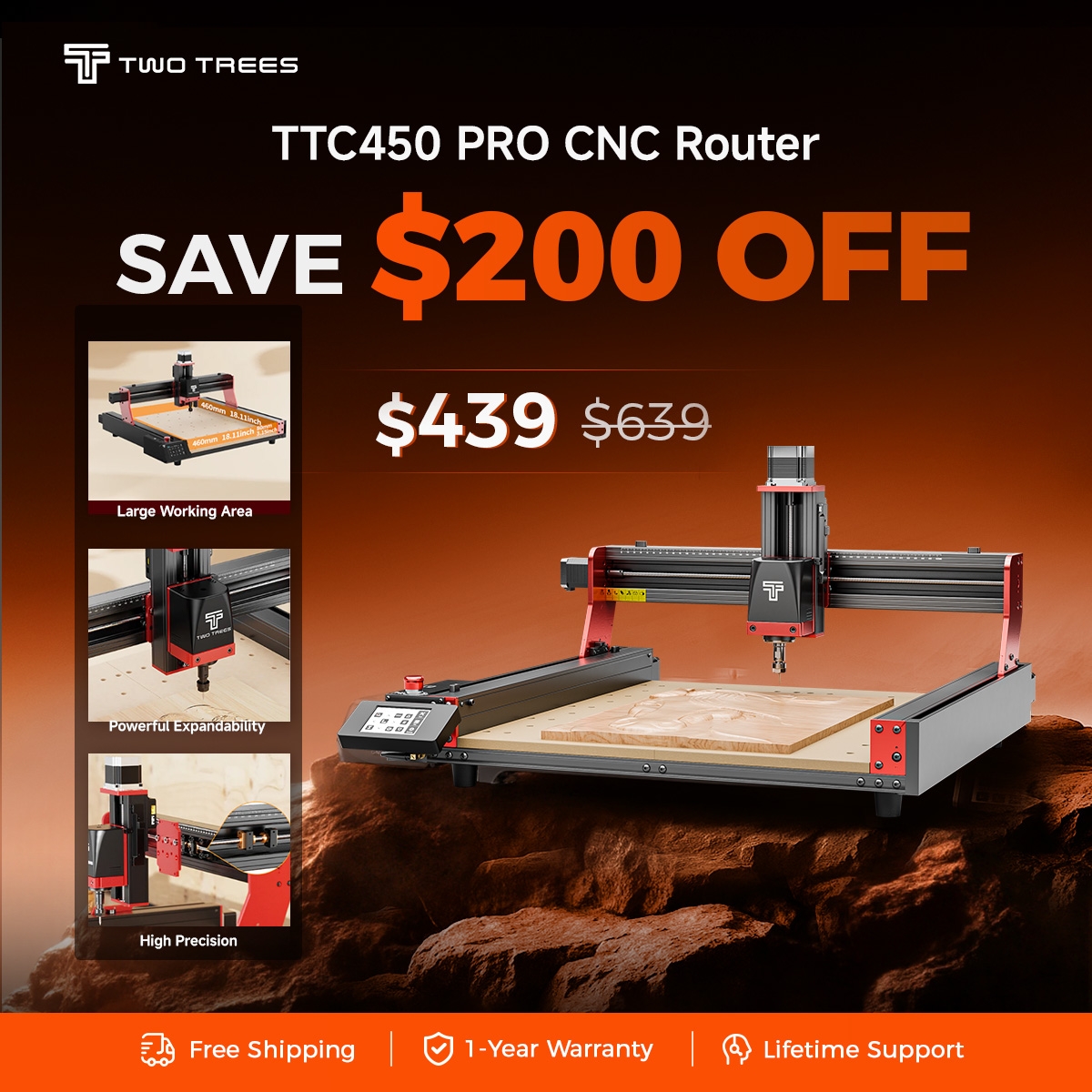 TwoTrees3d_'s tweet image. Hey guys! 👋
The Autumn Maker Sale from Two Trees is almost ending!
🚨 September 25th is the LAST DAY to grab amazing deals—save up to $500 off on CNC routers, laser engravers, and more.
Don’t miss out—jump on board now! 🛒
#TwoTrees #AutumnSale #LastDay #CNCRouter #LaserEngraver