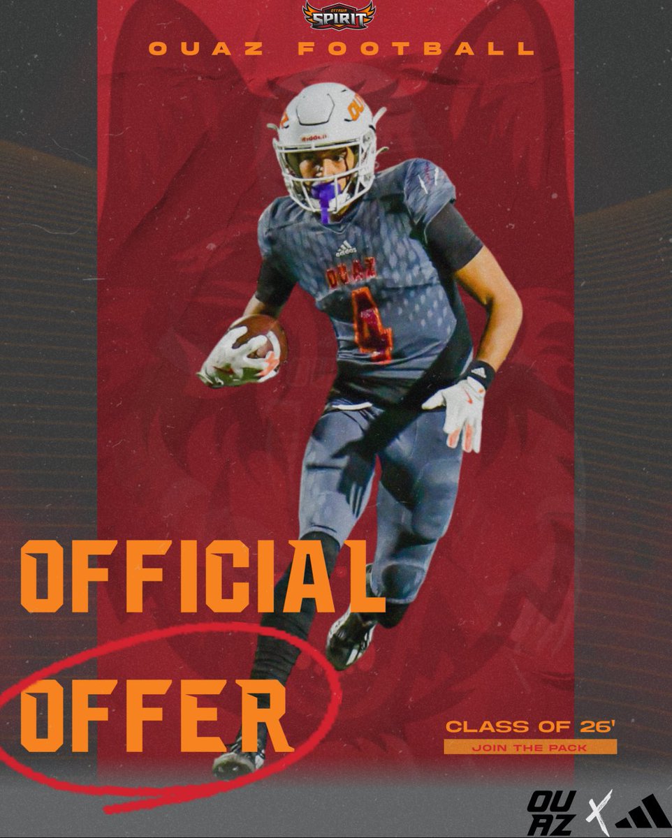 Extremely blessed to have received my 1st offer from <a href="/OUAZFootball/">OUAZ Football</a> after a great call with <a href="/CoachPrice___/">Anthony Price</a>  thank you <a href="/CoachMurphyQB/">Reilly Murphy</a> and the staff believing in me!! #ag2g