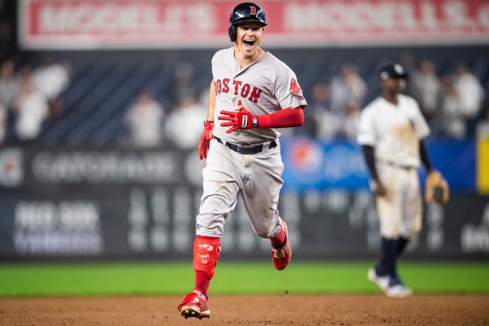 URDailyHistory's tweet photo. 8 Oct 2018: #Boston Red Sox second baseman Brock #Holt becomes the first person in Major League Baseball history to hit for the cycle (single, double, triple and home run) in a postseason game. #MLB #record #BrockHolt #RedSoxvsYankees #RedSox #baseball #ad https://t.co/YLdmr4cLdM https://t.co/6ibkdGPK11