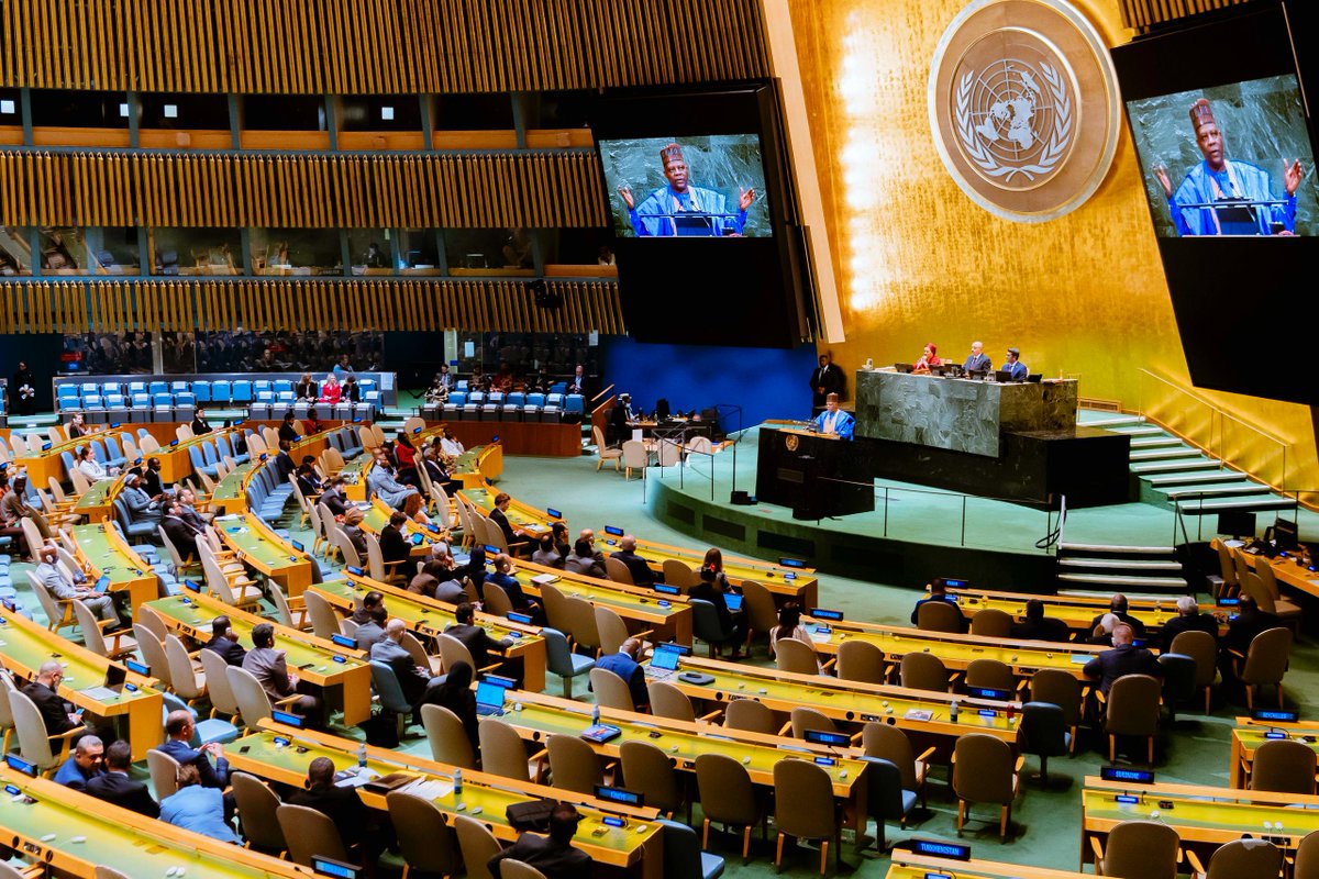 PHOTOS:

PRESIDENT TINUBU'S VISION ON THE GLOBAL STAGE 

Vice President Kashim Shettima delivers President Bola Ahmed Tinubu's <a href="/officialABAT/">Bola Ahmed Tinubu</a> powerful message to world leaders at the UN General Assembly. #UNGA80