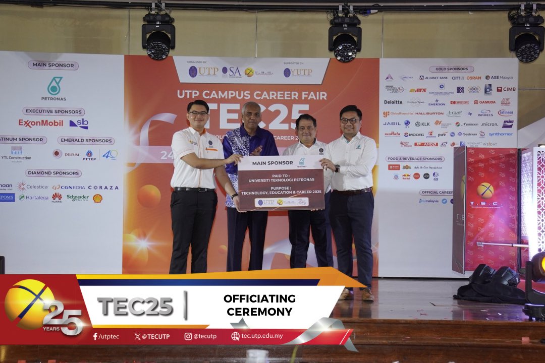 TECUTP's tweet photo. 🚀 [TEC25 OFFICIATING CEREMONY] 🚀

TEC25 officially took off on 24th September 2025, graced by the presence of YB En. Khairudin Abu Hanipah, Exco Pendidikan, Pengajian Tinggi, Belia &amp; Sukan Negeri Perak, who officiated the launch.

#TEC25 #UnveilingHiddenTalents https://t.co/kU70wcm7Ra