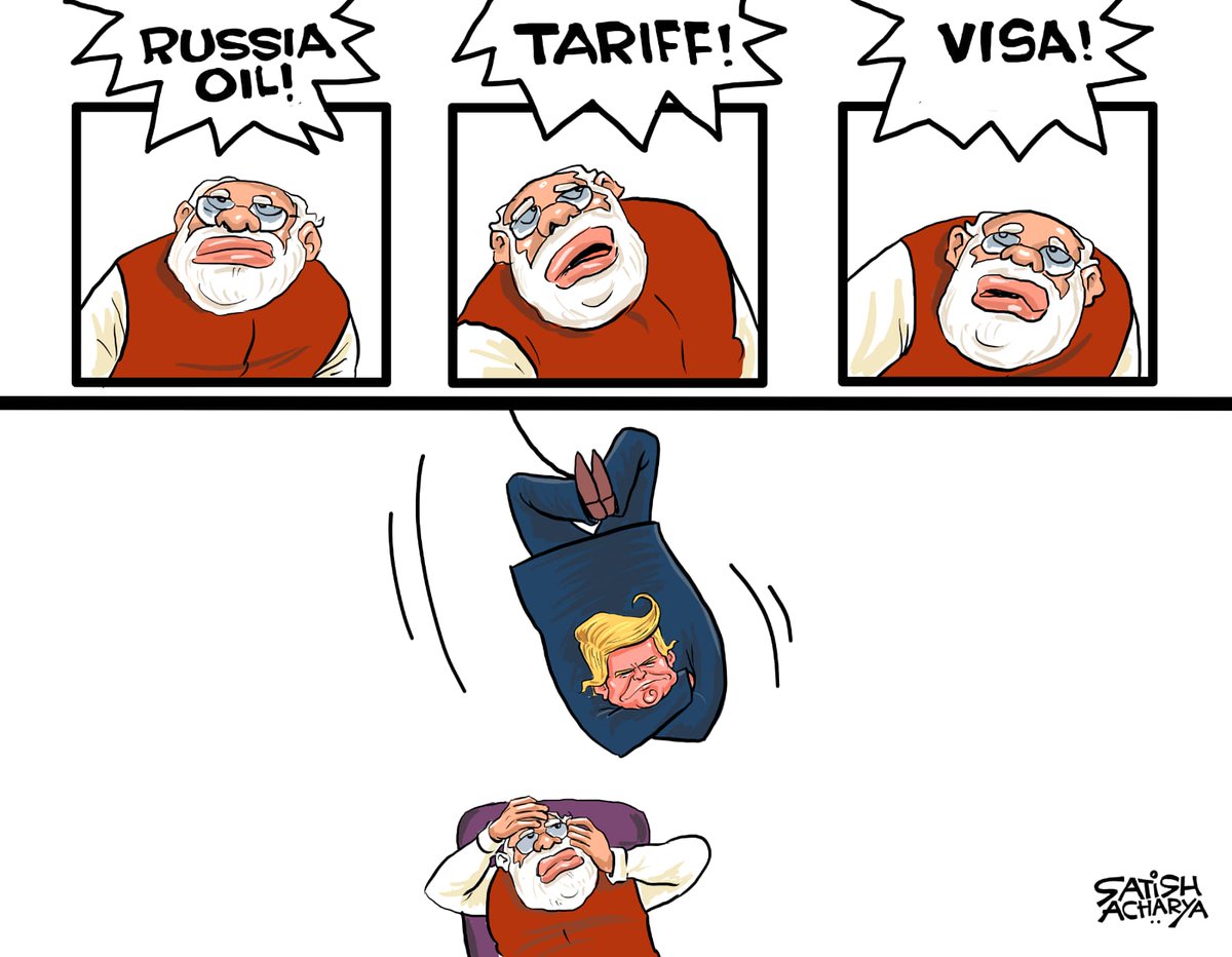 satishacharya's tweet photo. Donald Trump continues to torment India. #DonaldTrump #h1bvisa #Trumptariff https://t.co/rhk6MO04nA