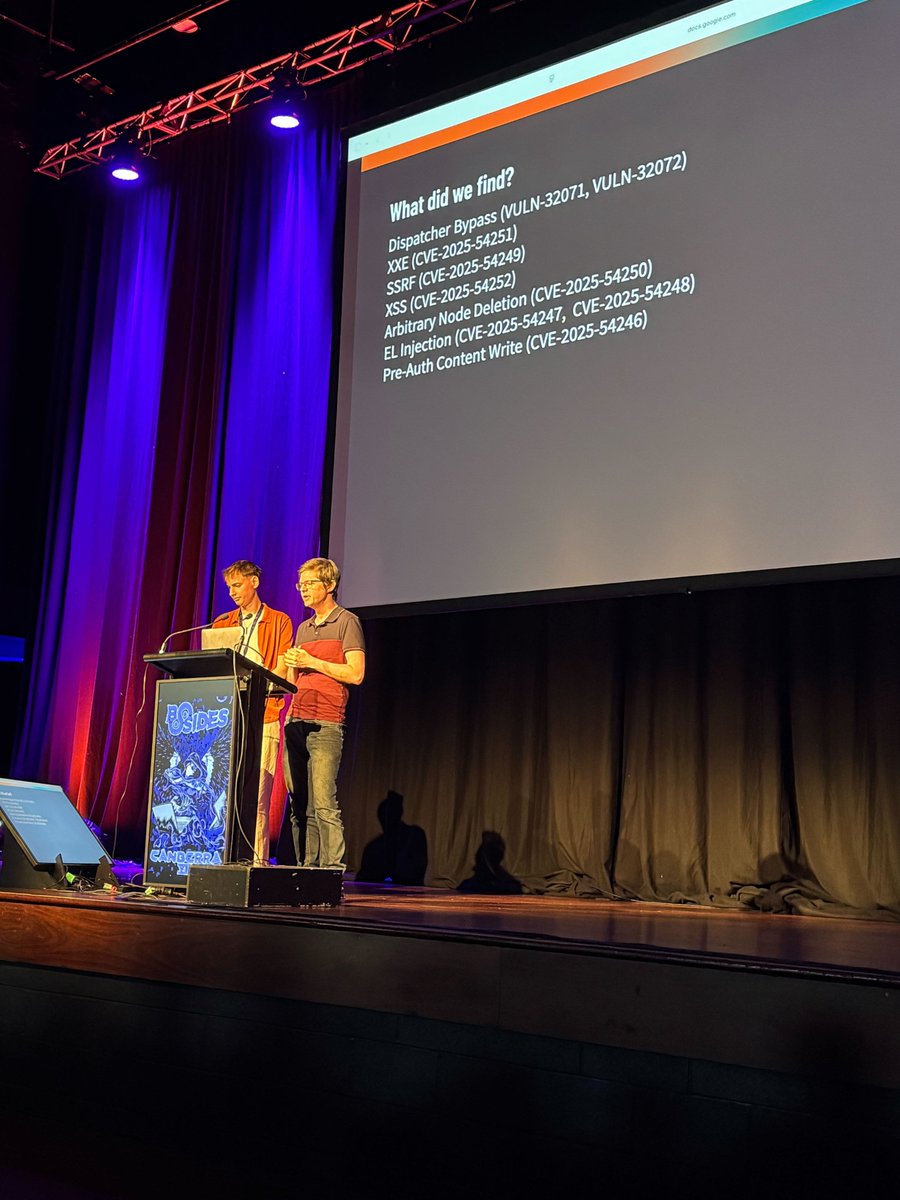shubs (@infosec_au) on Twitter photo Today, members of our research team at <a href="/SLCyberSec/">Searchlight Cyber</a>, Dylan Pindur and Adam Kues (<a href="/hash_kitten/">hashkitten</a>), presented on pre-auth vulns in Adobe Experience Manager at <a href="/BSidesCbr/">BSidesCanberra</a>. Will publish a blog post and slides in early Oct. For now, you can grab the tooling here: github.com/assetnote/hopg… Today, members of our research team at <a href="/SLCyberSec/">Searchlight Cyber</a>, Dylan Pindur and Adam Kues (<a href="/hash_kitten/">hashkitten</a>), presented on pre-auth vulns in Adobe Experience Manager at <a href="/BSidesCbr/">BSidesCanberra</a>. Will publish a blog post and slides in early Oct. For now, you can grab the tooling here: github.com/assetnote/hopg…