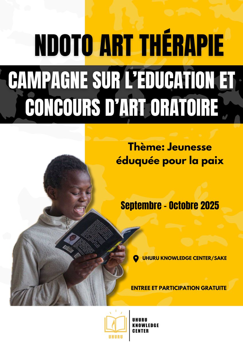 Nous lançons une campagne sur  l’éducation et un concours d'art oratoire interscolaire à Sake

La campagne est vise à promouvoir l’éducation à la paix, la citoyenneté responsable et la cohésion sociale auprès des élèves du secondaire dans la province du Nord-Kivu. 
#UhuruCentres