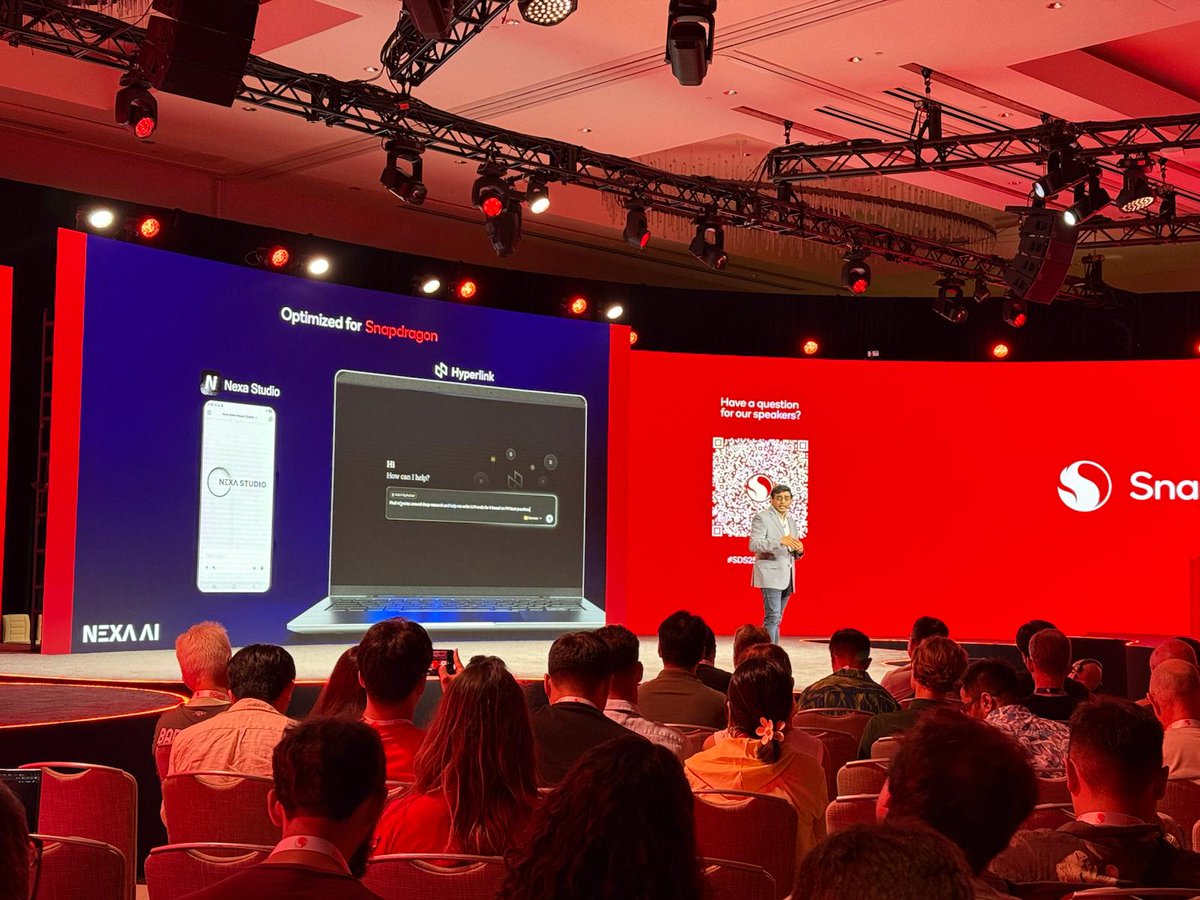 nexa_ai's tweet image. Nexa AI is proud to be featured at Qualcomm Snapdragon Summit 2025 🚀
In partnership with @Qualcomm, Nexa AI is delivering day-zero NPU support on @Snapdragon X2 Elite platforms. With one unified SDK, developers and OEMs no longer need to juggle fragmented tools or complex…