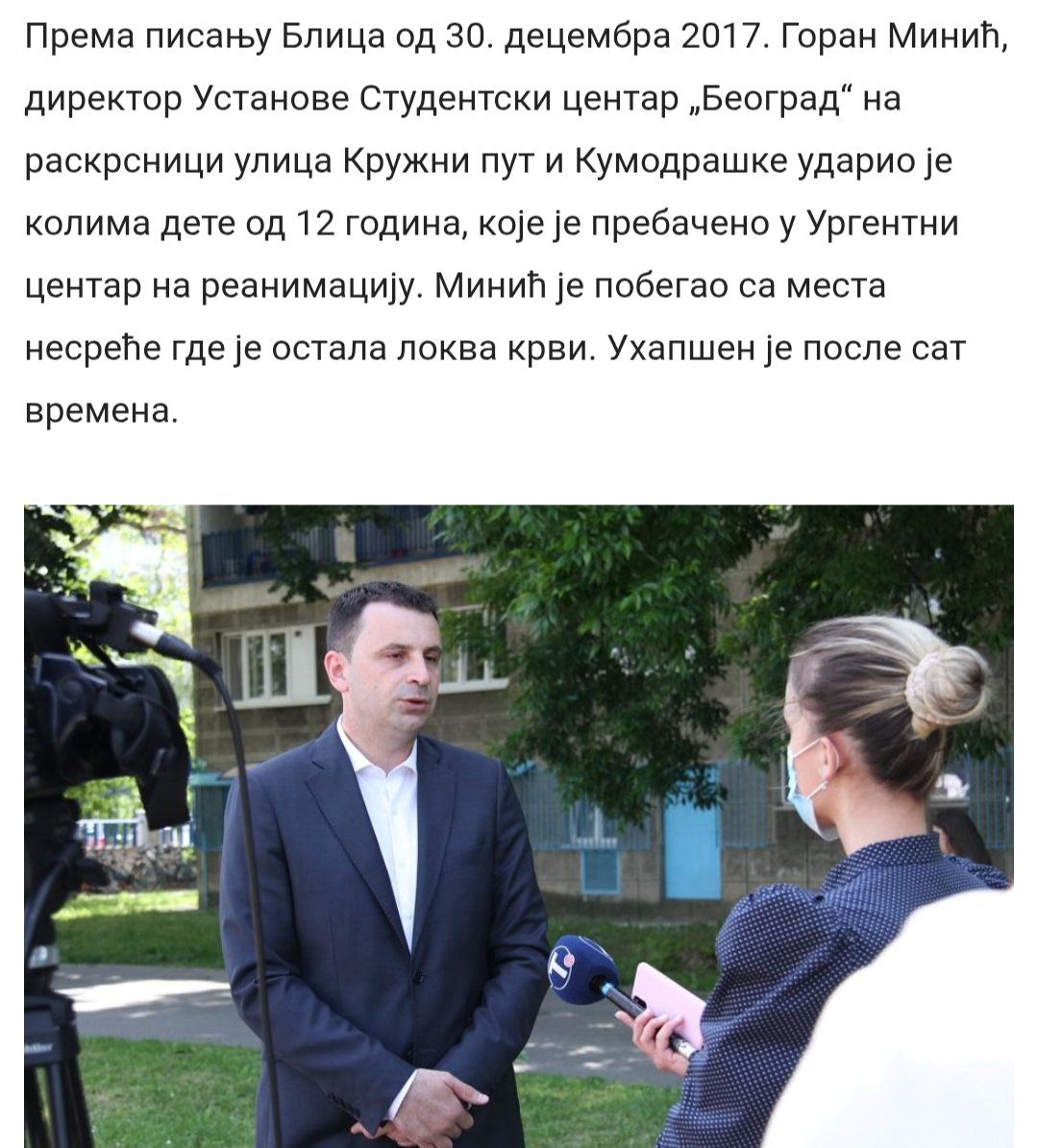 Slika 1: 
Miloš Vučević se sinoć hvali kako je SNS tim u Aranđelovcu pojačao vrednim i časnim saborcem. 
Slika 2: 
Vredan i častan saborac. Udario dete od 12 godina kolima, pobegao, uhapsili ga posle sat vremena.