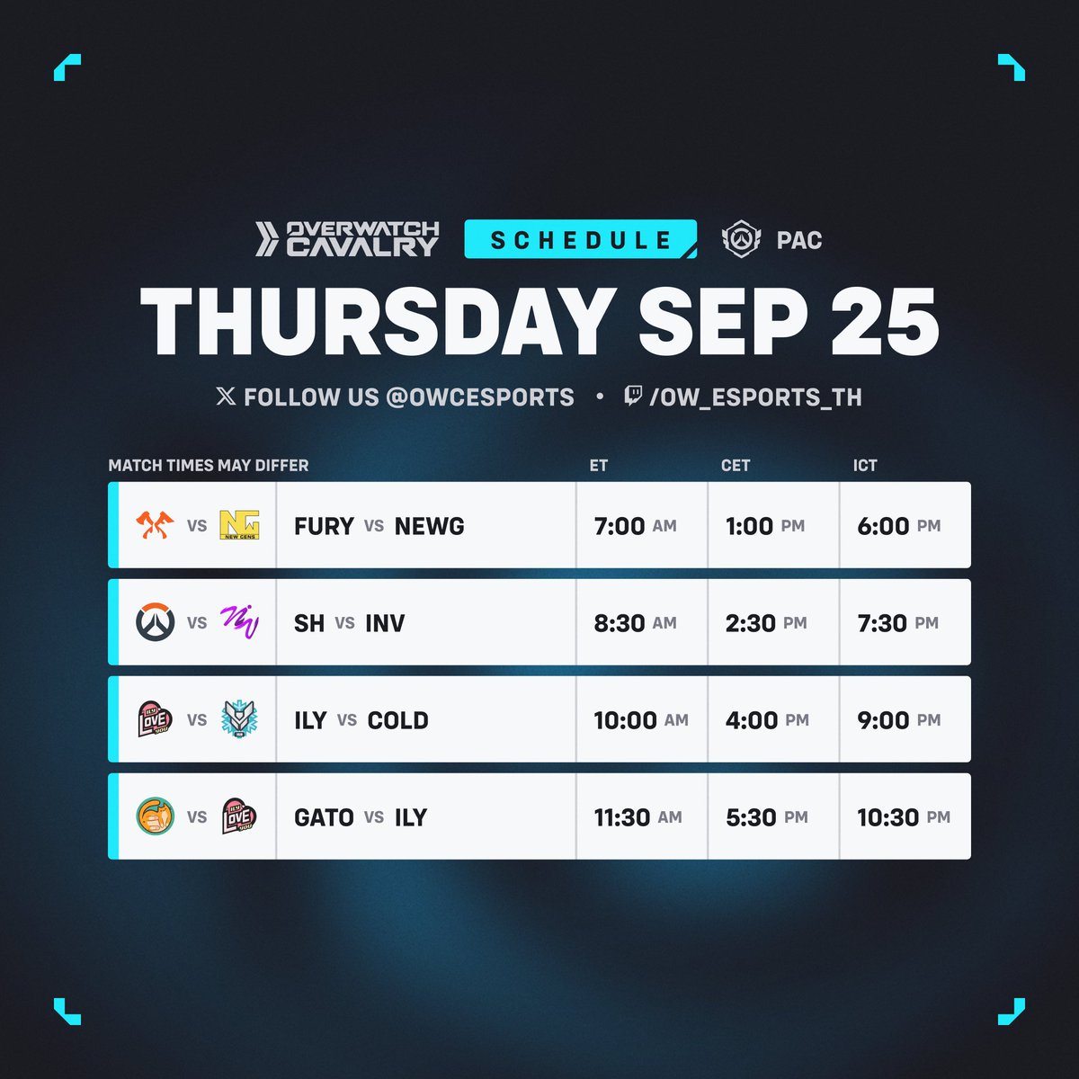 🌠 #OWCS Pacific Stage 3 • Week 5

📺 Now live on Twitch and SOOP:
🟣🇦🇺 twitch.tv/unter
🟣🇹🇭 twitch.tv/ow_esports_th
🟢🇹🇭 sooplive.com/wdgglobal