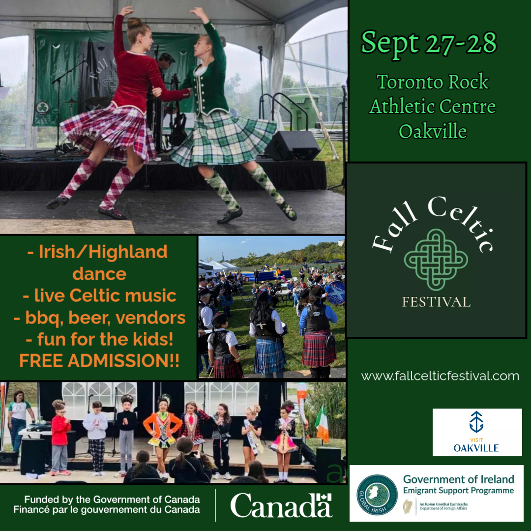 🍂 Only 3 days left to go!
The #FallCelticFestival returns to Oakville, Ontario Sept 27–28/25! 🎻💃🎶🍻🏑🐶🔎
Highland flings, Irish dancers, pub bands, Gaelic sports, Celtic pooches, folklore hunts, &amp; more!
🎉 Bigger, bolder, bursting with Celtic joy!
🔗 fallcelticfestival.ca