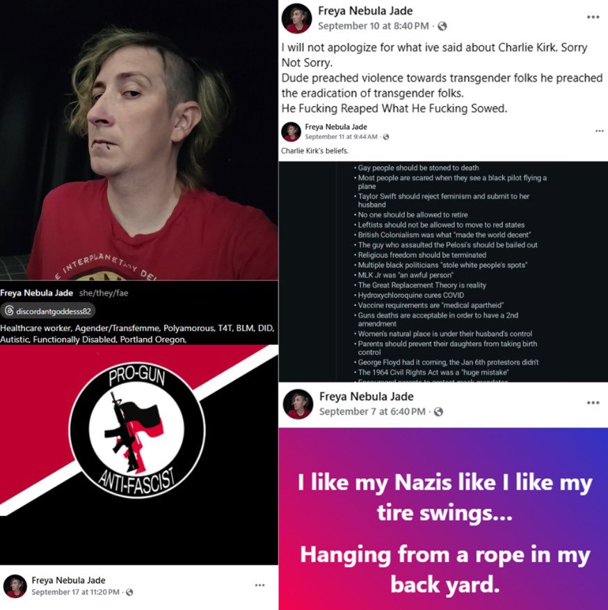 This she/they/fae antifa person claims to be a healthcare worker in Portland, Oregon.

Does anyone recognize this person? Should absolutely not be working in healthcare.