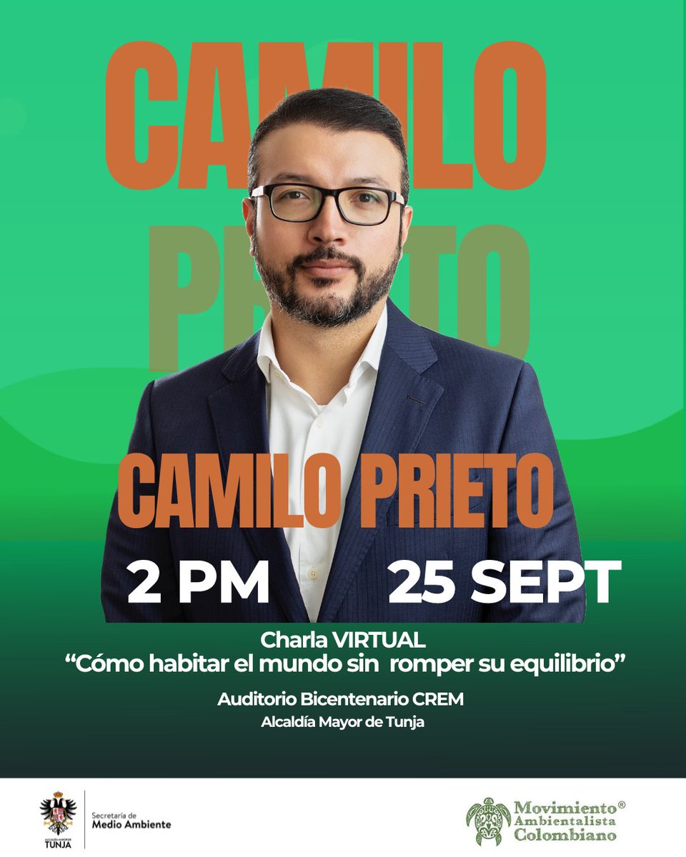Este jueves en la capital boyacense, Camilo Prieto, nuestro portavoz, dialogará con los tunjanos, en un escenario virtual, sobre el #CambioClimático, así como de la forma en la que la juventud puede liderar la acción climática.
