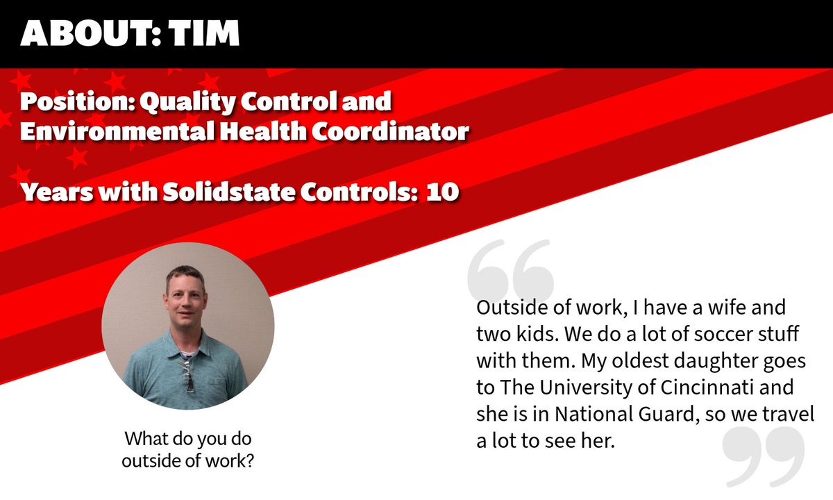 Meet our AMETEK Solidstate Controls US team! Each month we're going to be featuring one of our team members, and we're kicking it off with Tim!