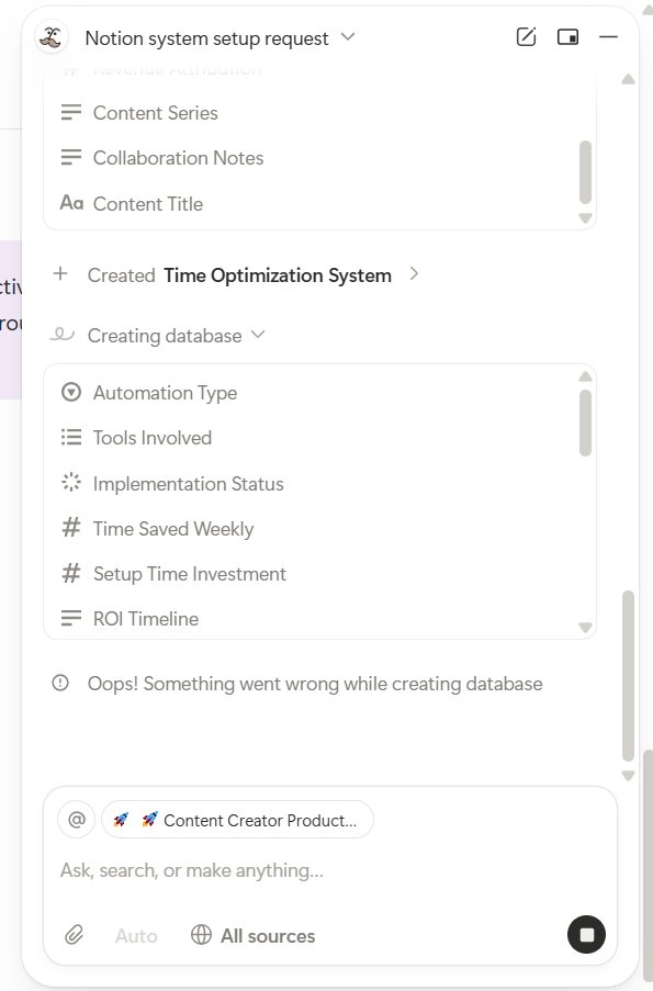 Kuntalgo's tweet image. How do you navigate "Oops! Something went wrong while creating database" ?
Do we just ask it to retry/fix? or would it autoretry?
@NotionHQ