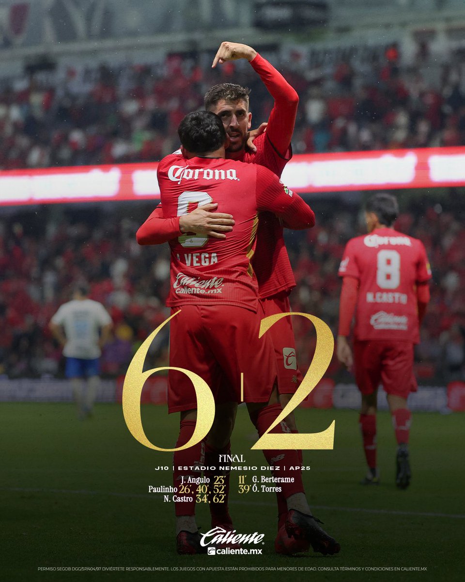 TolucaFC's tweet image. ⏱ 94’ | 👹 6-2 Ⓜ️

Juego, set y partido. 🎾⚽️

@calientesports