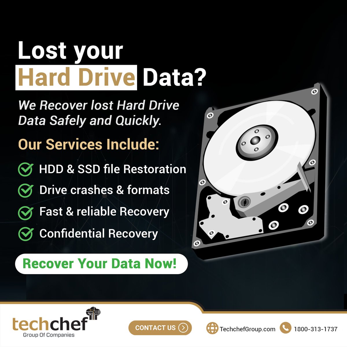 asktechchef's tweet image. 💾 When your hard drive fails, your memories and work shouldn’t disappear!
Trust Techchef to bring your lost files back with speed, safety, and complete confidentiality.
#DataRecovery #HardDriveRecovery #TechchefGroup #LostData #HDDRecovery #SSDRecovery #RecoverLostFiles