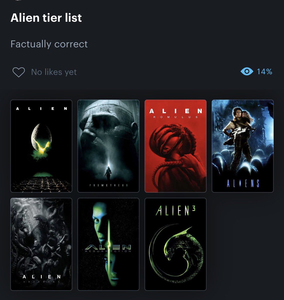 Alien: earth rips I’d throw it in between 2 and covenant