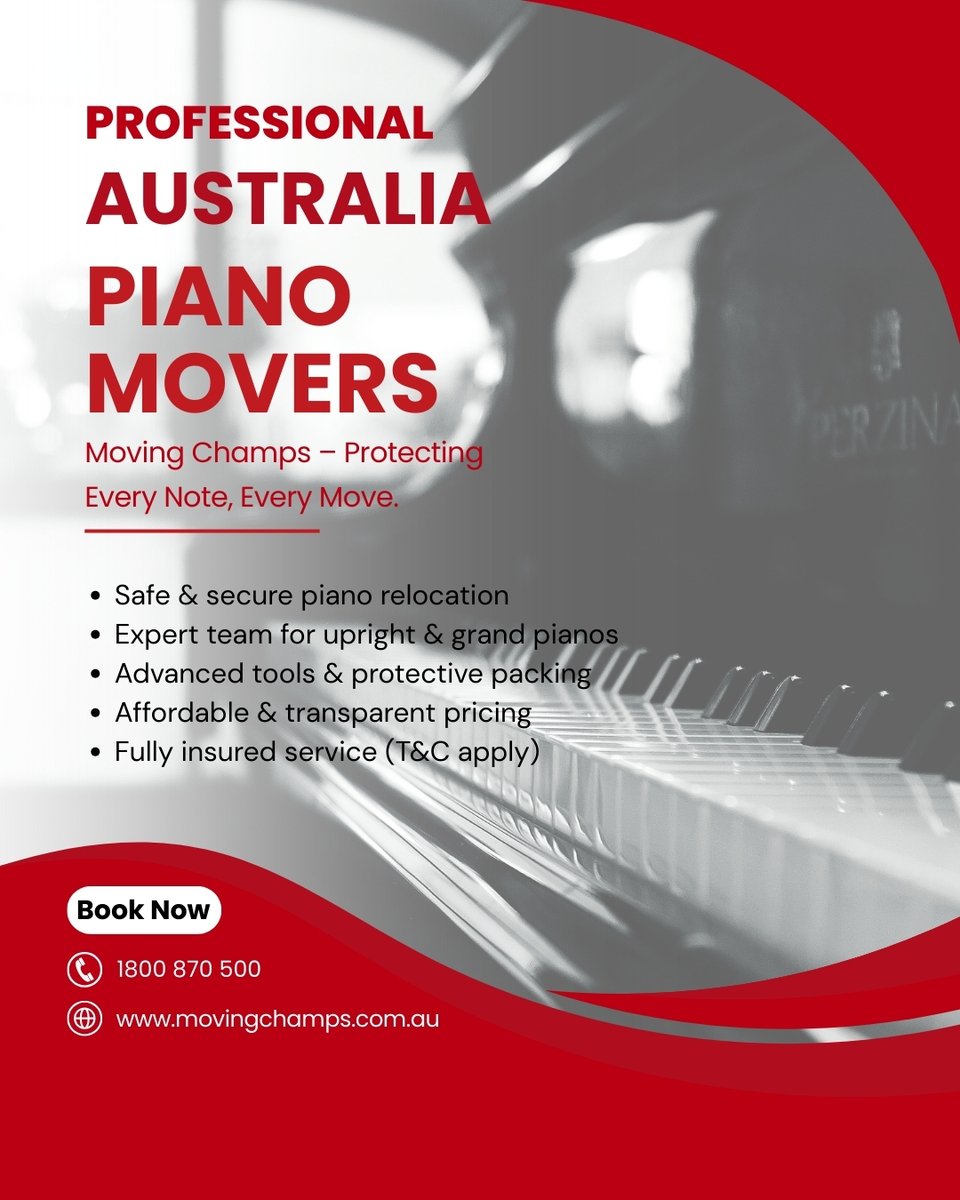 movewithchamps's tweet image. 🎹 Moving a piano? Don’t risk damage! Our expert piano movers in Australia ensure safe, stress-free relocation across Sydney, Melbourne, Brisbane &amp;amp; Perth 🚚✨
#pianoremovals #pianomovers #removalistsydney #removalistsmelbourne #removalistsbrisbane #removalistsperth #packers
