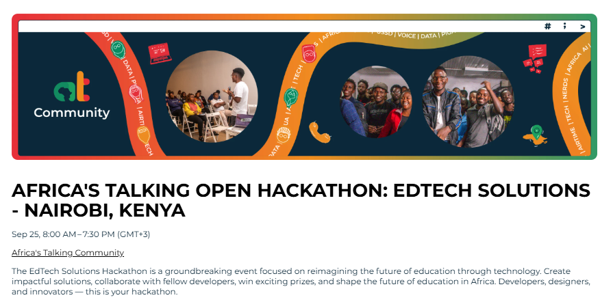 kevin_B_isom's tweet photo. Exploring #EdTech w/ @africastalking APIs to bridge edu gaps in accessibility &amp; equity across Africa! 
Brainstorming AI-driven adaptive learning tools for learners. 
Targeting that #ATHackathon Marketplace spot. 
What's your boldest EdTech idea? 🚀#NairobiDevs https://t.co/UlbiUi9mUA