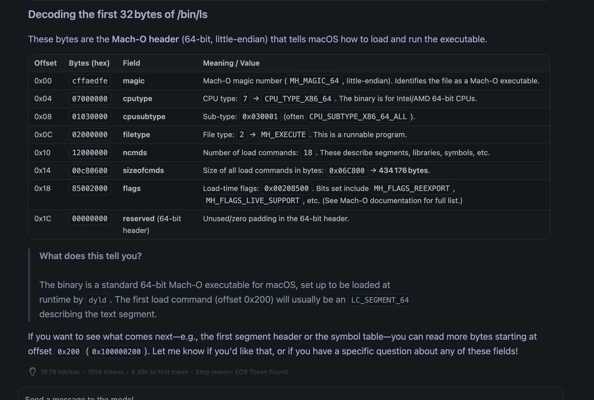 clearbluejar (@clearbluejar) on Twitter photo New tool "read_bytes" coming soon to pyghidra-mcp. See examples of pyghidra parsing Mach-O headers and interpreting them. New tool "read_bytes" coming soon to pyghidra-mcp. See examples of pyghidra parsing Mach-O headers and interpreting them.