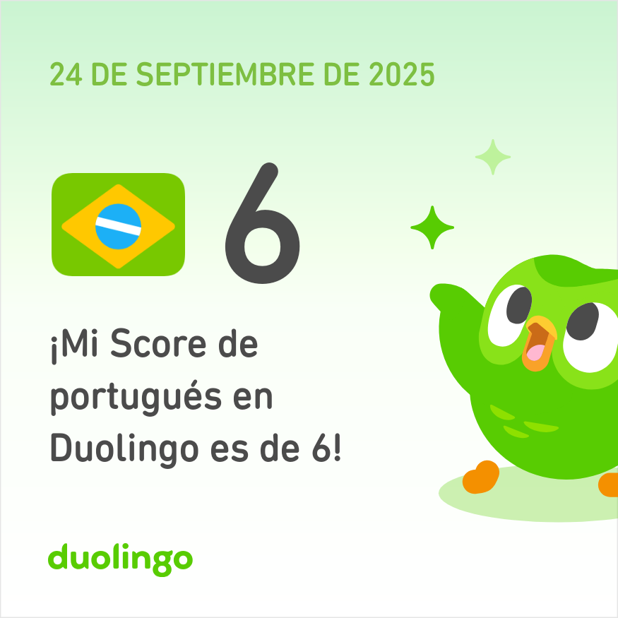SaintEvy's tweet photo. ¡Mi Score de portugués en Duolingo es de 6! https://t.co/NmCrnNZh1T