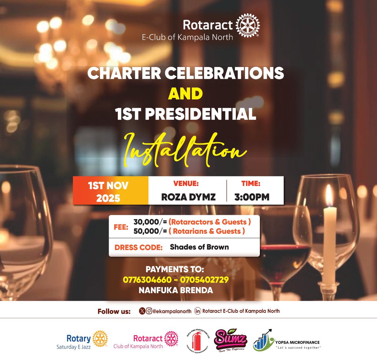 E-Club of Kampala North in Formation (@ekampalanorth) on Twitter photo A day of elegance, fellowship, and new beginnings! 
Allow us welcome you to our Charter Celebrations & 1st Presidential Installation which is going to more than just an event but the birth of a legacy and the rise of a new leadership journey! 
Join us as we celebrate growth, A day of elegance, fellowship, and new beginnings! 
Allow us welcome you to our Charter Celebrations & 1st Presidential Installation which is going to more than just an event but the birth of a legacy and the rise of a new leadership journey! 
Join us as we celebrate growth,