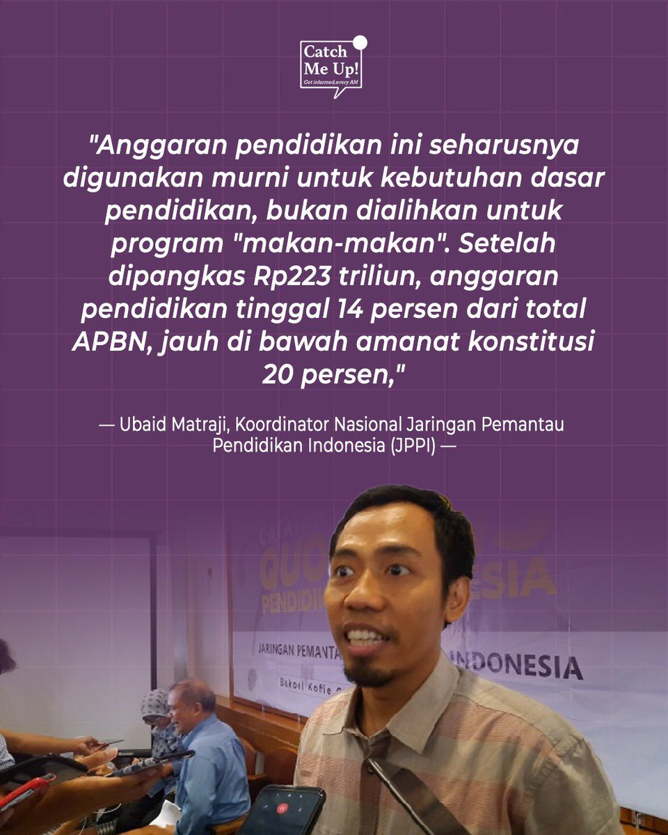 Tahun depan program Makan Bergizi Gratis (MBG) resmi dapat anggaran yang besar, yaitu Rp335 triliun. Masalahnya, anggaran jumbo itu diperoleh dari alokasi dana pendidikan sebesar Rp223 triliun yang dialihkan ke program prioritas pemerintah satu ini. 

Menurut Koordinator Jaringan