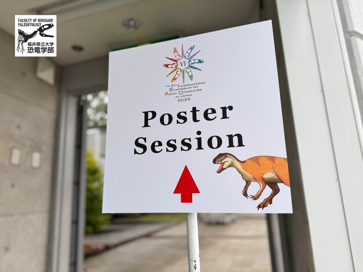 【ポスターセッション始まります】

#アジア恐竜国際シンポジウム では

9/27 11:50-13:35 が
ポスターセッションのコアタイムです📅

参加者の方は県立大学 学生ホールまで
お越しください🏃