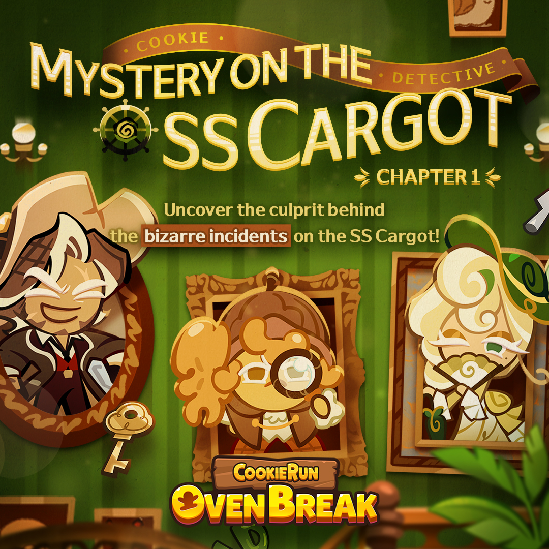 Glittering chandeliers and extravagant music grace the parties held during a cruise.
But what dark secrets could all the glitz and glamour be hiding?🕵🏻‍♂️
Interrogate Cookies on board the cruise and gather evidence to uncover the truth behind the Mystery on the SS Cargot!