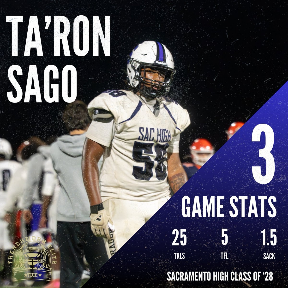 A sophmore with the size and strength to not only drive your guard to your QB but the ability to pass rush over all five OL positions <a href="/TaronSago/">Taron sago</a>