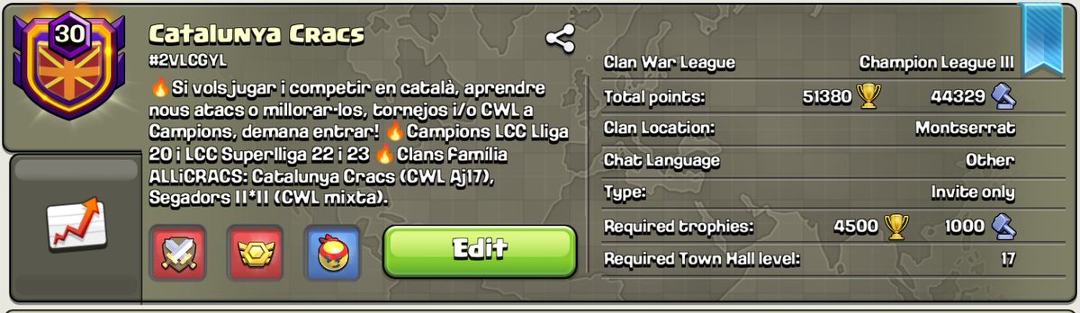 Arribar a 1000 guerres jugades significa que ja portem molts anys jugant i seguim a bon ritme. Amunt <a href="/ALLiCRACS/">ALLiCRACS</a> !!!!!