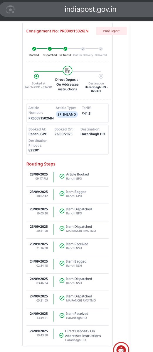 irit8in_element's tweet photo. @IndiaPostOffice 
Tracking no [PR000915026IN]
The parcel is not yet received and neither they called us nor we gave any instructions.

Can you please look into the matter asap. It’s a very important document (passport). https://t.co/KStTHlYFqn