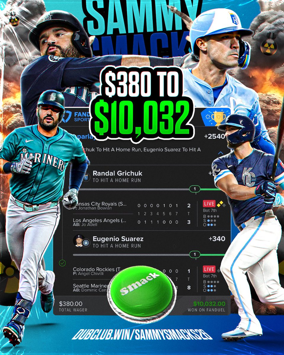 SammySmacks26's tweet image. $10,032 on Humpday 🥱🤯🏄🏽♂️
Link Below For VIP Discord Access! DO NOT Miss The Next One! ⬇️
dubclub.win/SammySmacks26