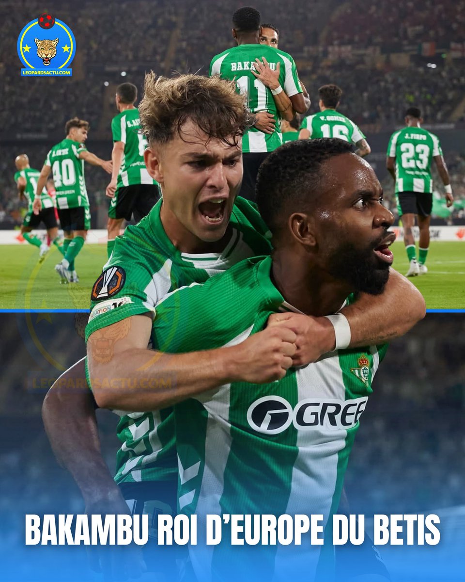 🚨 Historique !
🇨🇩 Cédric Bakambu (9 buts) devient le meilleur buteur européen de l’histoire du Real Betis après son but face à Nottingham.

Il dépasse Alfonso (8), Lo Celso (6) et Abde (6).
👉 Le Congolais grave son nom en lettres d’or à Séville. 🟢⚪🇨🇩🇨🇩