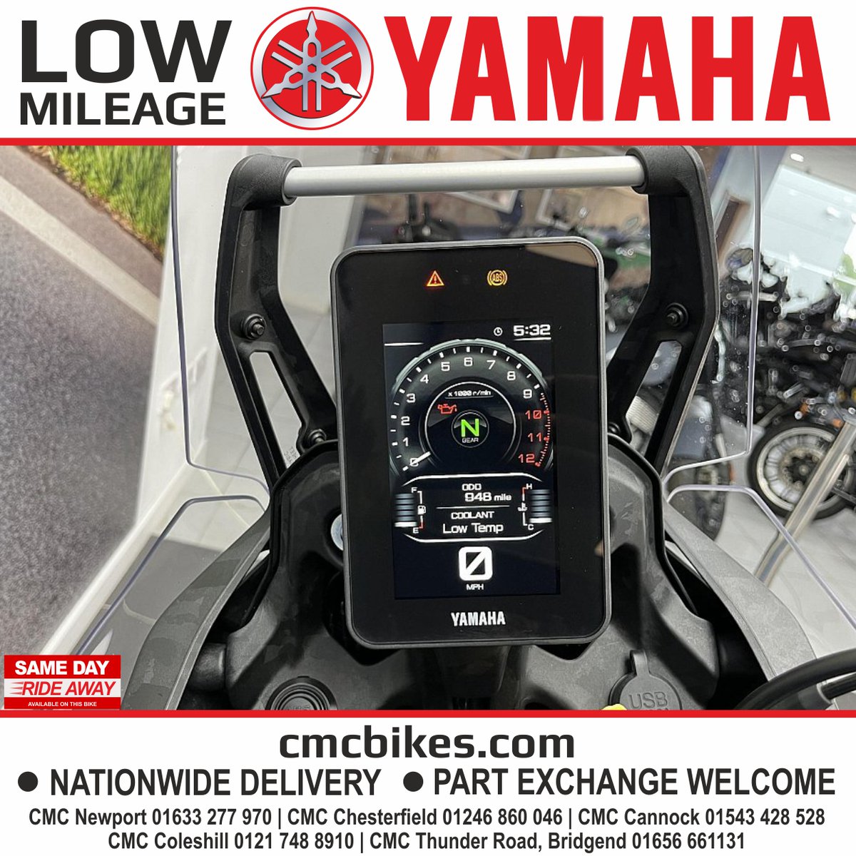 CMC Motorcycles are thrilled to offer this stunning CMC approved low mileage 2024 Yamaha Tenere 700 World Raid XZT. Reserve today with a £100 deposit.

2024, 24' registration, only 948 miles, 2024 Yamaha Tenere 700 World Raid XZT. £9,999.

cmcbikes.com/used-motorcycl…