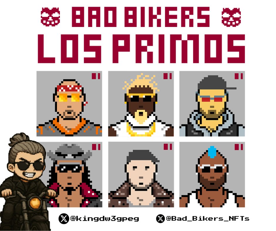 Los Primos is launching very soon on <a href="/solana/">Solana</a>!👀
This is the first NFT for the brotherhoods of <a href="/Bad_Bikers_NFTs/">Bad Bikers</a> 🏍️

Here is everything you need to know about the project 
so make sure to give it a good read till the end! 😃

a thread 🧵