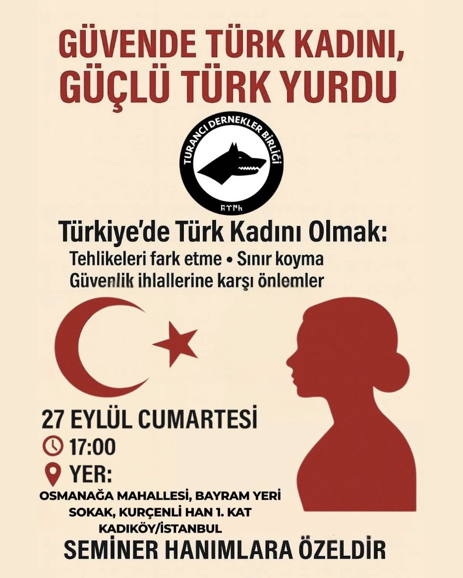 HANIMLARA ÖZEL SEMİNER
Sosyal Hizmet Uzmanı Hâle Melek Sevim anlatımıyla.
Tüm hanım soydaşlarımız davetlidir!